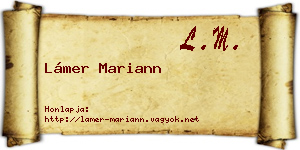 Lámer Mariann névjegykártya